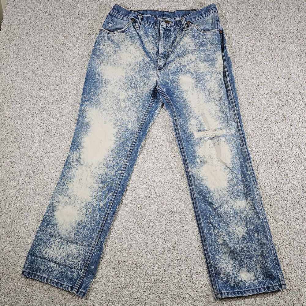 VTG Wrangler 912PW Bleach Splatter Custom Denim‎ Jeans 34x29 Distressed 70s 80s
